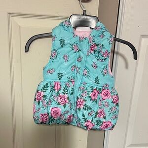 Kids Headquarters Floral Vest - Teal and Pink
